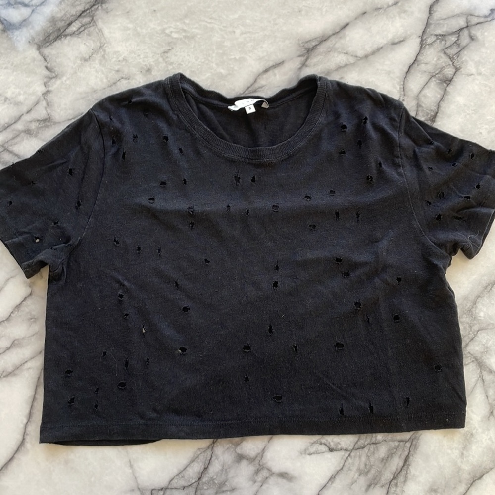 IRO CLAYA BLACK CROP TOP SIZE SMALL - Picture 2 of 5